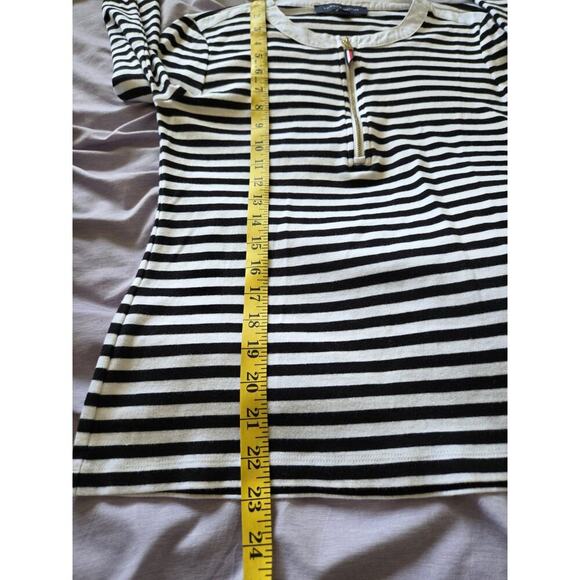 Tommy Hilfiger Womens Medium Black & White Striped Zip Top Coastal Nautical - Picture 8 of 8